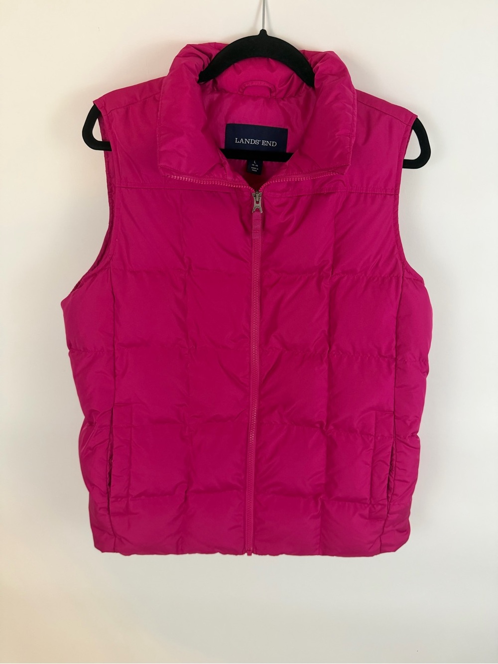 Lands’ End Girls Hot Pink Quilted Puffer Vest - Picture 2 of 7